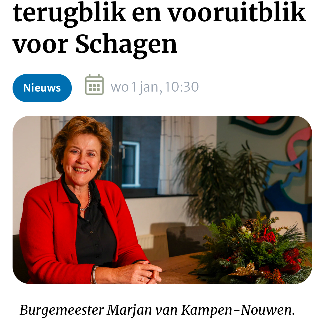 Begeleidende foto Terugblik en vooruitblik burgemeester 2025, ze is trots op OEK